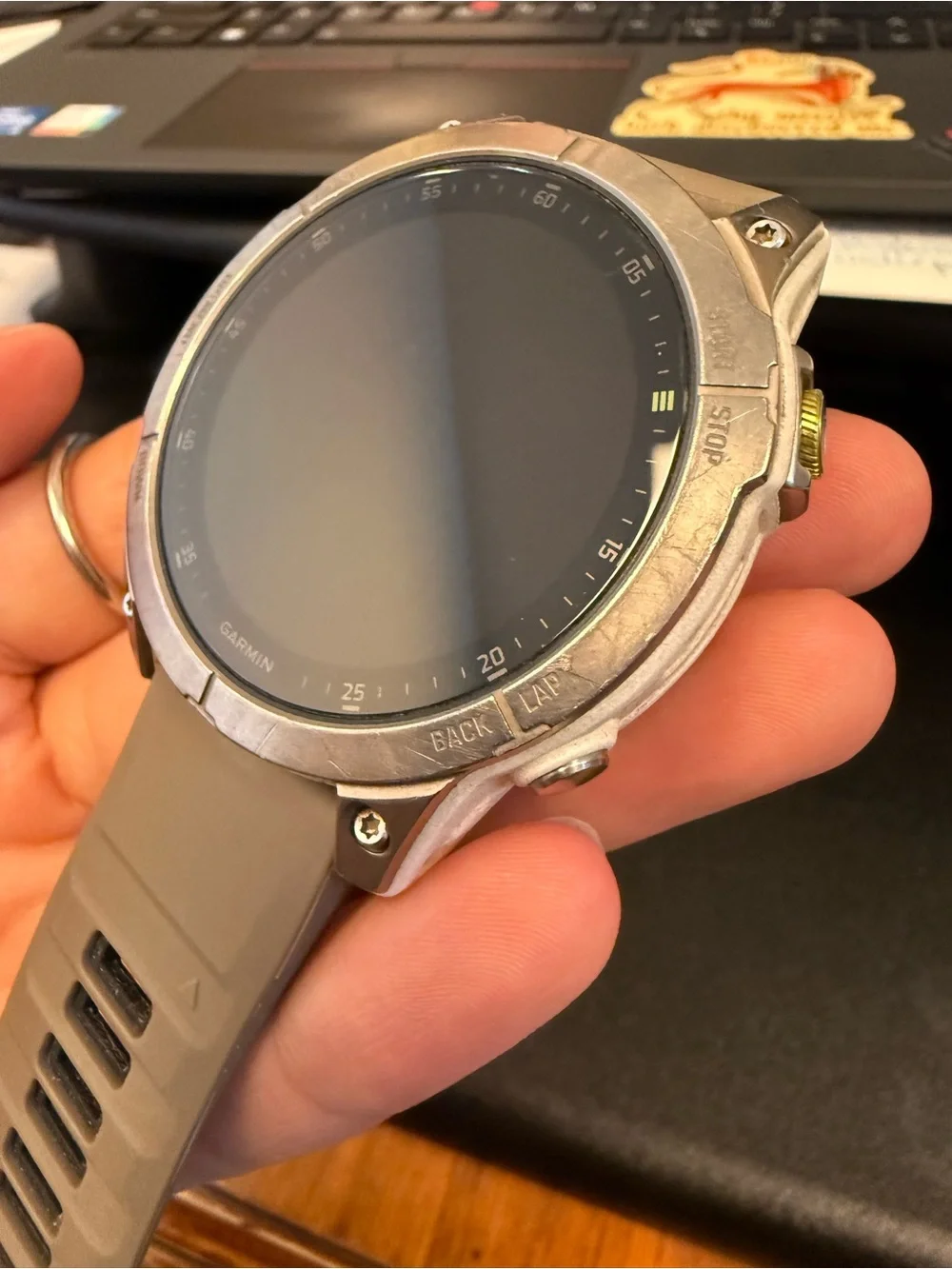 Garmin Beige Sport Smartwatch with Silicone Band
